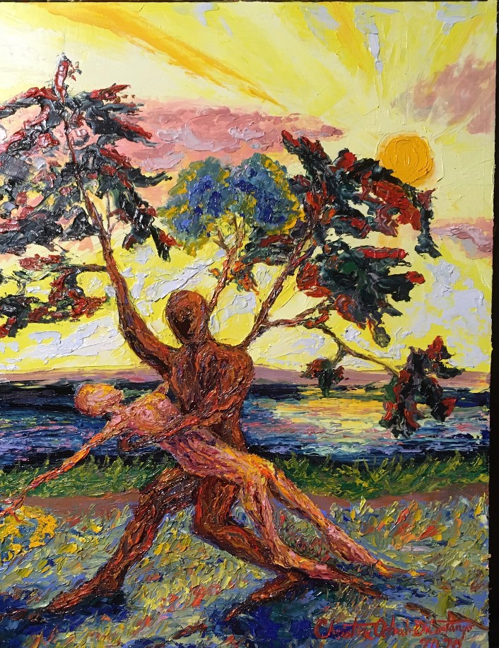 Sunset Dance 11 x 14 Wooden canvas Oil